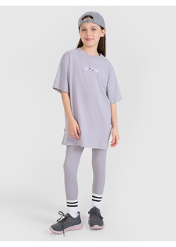 Dziewczęce legginsy dzianinowe 4F 4FJRSS25TTIGF255 - szare ze sklepu Sportstylestory.com w kategorii Spodnie dziewczęce - zdjęcie 179732884