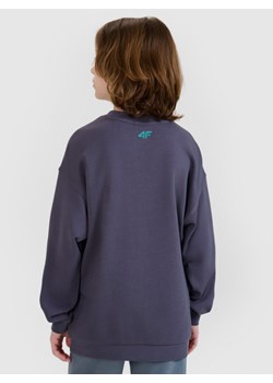Chłopięca bluza dresowa bez kaptura nierozpinana 4F 4FJRSS25TSWSM2233 - granatowa ze sklepu Sportstylestory.com w kategorii Bluzy chłopięce - zdjęcie 179732932