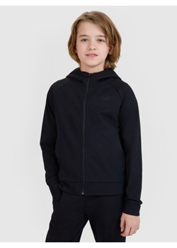 Chłopięca bluza treningowa rozpinana z kapturem  4F 4FJWSS25TFSWM557 - czarna ze sklepu Sportstylestory.com w kategorii Bluzy chłopięce - zdjęcie 179733494