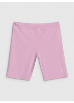 Dziewczęce legginsy kolarki sportowe 4F 4FJWSS25TFSTF041 - różowe ze sklepu Sportstylestory.com w kategorii Spodenki dziewczęce - zdjęcie 179754944