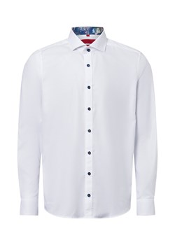 Finshley & Harding Męska koszula biznesowa - Easy Care Mężczyźni Slim Fit Bawełna biały wypukły wzór tkaniny ze sklepu vangraaf w kategorii Koszule męskie - zdjęcie 179763043