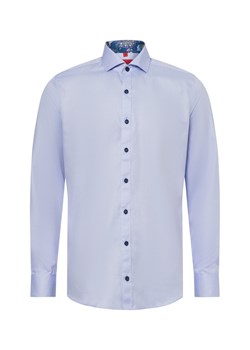 Finshley & Harding Męska koszula biznesowa - Easy Care Mężczyźni Slim Fit Bawełna jasnoniebieski wypukły wzór tkaniny ze sklepu vangraaf w kategorii Koszule męskie - zdjęcie 179763044
