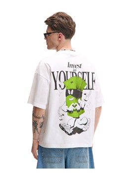 Cropp - Biały T-shirt z nadrukiem po obu stronach - biały ze sklepu Cropp w kategorii T-shirty męskie - zdjęcie 179763343