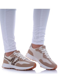 Beżowe buty sportowe snekaersy /G12-3 17381 GF489/ ze sklepu Pantofelek24.pl w kategorii Buty sportowe damskie - zdjęcie 179766552