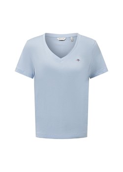 Gant T-shirt damski Kobiety Dżersej jasnoniebieski jednolity ze sklepu vangraaf w kategorii Bluzki damskie - zdjęcie 179767293