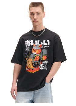 Cropp - Czarny T-shirt z nadrukiem - czarny ze sklepu Cropp w kategorii T-shirty męskie - zdjęcie 179770390