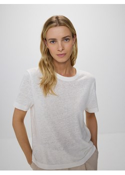 Reserved - T-shirt z wiskozą i lnem - złamana biel ze sklepu Reserved w kategorii Bluzki damskie - zdjęcie 179778490