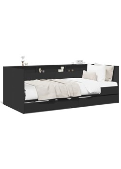 Czarne łóżko z szufladami 90x200 cm N8-N50 ze sklepu Edinos.pl w kategorii Łóżka i materace - zdjęcie 179783921