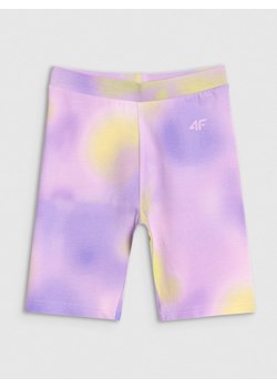 Dziewczęce legginsy kolarki 4F 4FJWSS25TSTIF011 - fioletowe ze sklepu Sportstylestory.com w kategorii Spodenki dziewczęce - zdjęcie 179791903