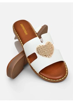 Royalfashion Damskie klapki z serduszkiem Gold Heart ze sklepu royalfashion.pl w kategorii Klapki damskie - zdjęcie 179794934