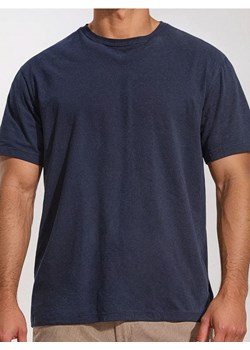 Sinsay - Koszulka z domieszką lnu - granatowy ze sklepu Sinsay w kategorii T-shirty męskie - zdjęcie 179798931
