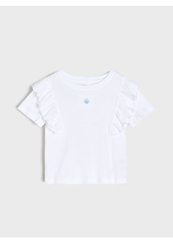Sinsay - Koszulka z prążkowanej dzianiny z ozdobnymi falbanami - biały ze sklepu Sinsay w kategorii T-shirty chłopięce - zdjęcie 179798954