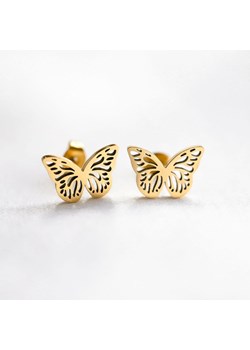 Kolczyki motyle złote eleganckie ze stali chirurgicznej - id: 4506 - marki Otien - 179802924 Kolczyki motyle złote eleganckie ze stali chirurgicznej ze sklepu otien.com w kategorii Kolczyki - zdjęcie 179802924