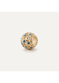 Ażurowa kulka typu beads z niebieskimi gwiazdkami, srebro 925 w złotym pokryciu ze sklepu GIORRE w kategorii Zawieszki - zdjęcie 179803262