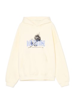 Cropp - Jasna bluza hoodie z motywem róży - kremowy ze sklepu Cropp w kategorii Bluzy męskie - zdjęcie 179811621