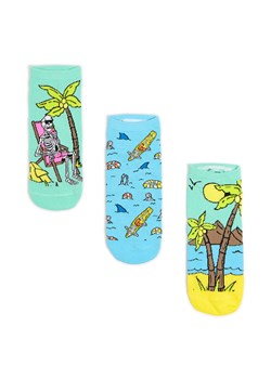 Cropp - 3 pack skarpet z wakacyjnym motywem - niebieski ze sklepu Cropp w kategorii Skarpetki męskie - zdjęcie 179811653