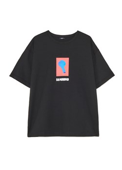 Cropp - Czarny T-shirt z gumowym balonem - czarny ze sklepu Cropp w kategorii T-shirty męskie - zdjęcie 179811672