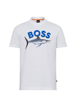 BOSS Orange Koszulka męska - Te_Bossfish Mężczyźni Bawełna biały jednolity ze sklepu vangraaf w kategorii T-shirty męskie - zdjęcie 179827962