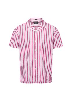 Nils Sundström Męska koszula casual Mężczyźni Modern Fit Bawełna malinowy w paski ze sklepu vangraaf w kategorii Koszule męskie - zdjęcie 179827973
