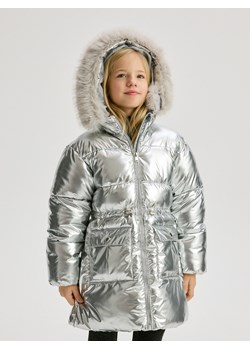Reserved - Pikowany płaszcz z metalicznym połyskiem - srebrny ze sklepu Reserved w kategorii Płaszcze dziewczęce - zdjęcie 179829220