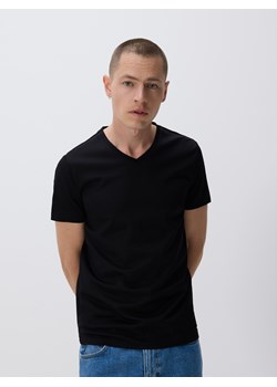 Reserved - T-shirt slim z dodatkiem lyocellu - czarny ze sklepu Reserved w kategorii T-shirty męskie - zdjęcie 179836174