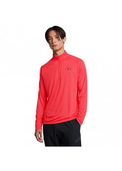 Męski longsleeve treningowy Under Armour UA Tech Textured 1/2 Zip - czerwony ze sklepu Sportstylestory.com w kategorii T-shirty męskie - zdjęcie 179836303