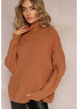 Ciemnobeżowy Golf Oversize Malia ze sklepu renee.pl w kategorii Swetry damskie - zdjęcie 179838170