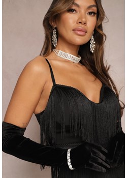 Czarne Długie Rękawiczki Welurowe Neginah ze sklepu renee.pl w kategorii Sandały damskie - zdjęcie 179848372