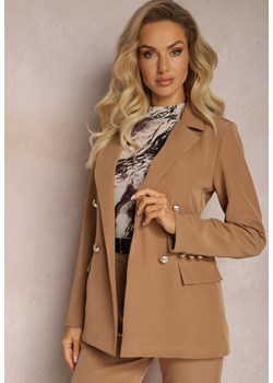 Jasnobrązowa Marynarka Niezapinana z Dekoracyjnymi Guzikami Cose ze sklepu renee.pl w kategorii Marynarki damskie - zdjęcie 179849540