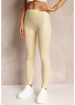 Beżowe Legginsy Połyskujące Anchis ze sklepu renee.pl w kategorii Spodnie damskie - zdjęcie 179850371