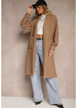 Jasnobrązowy Płaszcz Boucle Niezapinany Cango - id: 9970-68-CAMEL - marki Renee - 179850413 Jasnobrązowy Płaszcz Boucle Niezapinany Cango ze sklepu renee.pl w kategorii Płaszcze damskie - zdjęcie 179850413