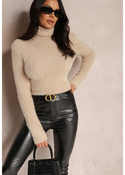 Beżowy Golf Wełniany Cheki ze sklepu renee.pl w kategorii Swetry damskie - zdjęcie 179850512