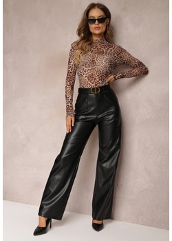 Czarne Spodnie z Imitacji Skóry Szerokie Narash ze sklepu renee.pl w kategorii Spodnie damskie - zdjęcie 179851890