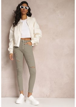 Ciemnobeżowe Jeansy Skinny z Wysokim Stanem Yholo ze sklepu renee.pl w kategorii Jeansy damskie - zdjęcie 179853450