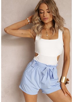 Niebieskie Szorty High Waist z Materiałowym Paskiem i Kieszeniami Leonitte ze sklepu renee.pl w kategorii Szorty - zdjęcie 179865820