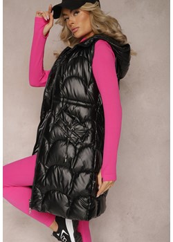 Czarna Kamizelka z Kapturem Zapiana na Suwak z Kieszeniami Halimes - id: B8172-38-BLACK - marki Renee - 179871510 Czarna Kamizelka z Kapturem Zapiana na Suwak z Kieszeniami Halimes ze sklepu renee.pl w kategorii Kamizelki damskie - zdjęcie 179871510