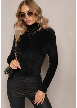 Czarny Dopasowany Golf z Wełną i Ściągaczami Pacienche ze sklepu renee.pl w kategorii Swetry damskie - zdjęcie 179874820