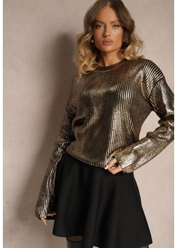 Czarno-Złoty Metaliczny Sweter z Długim Rękawem Vivalei ze sklepu renee.pl w kategorii Swetry damskie - zdjęcie 179880070
