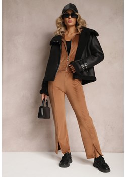 Brązowy Welurowy Komplet Dresowy z Bluzą i Spodniami Lunamea ze sklepu renee.pl w kategorii Dresy damskie - zdjęcie 179880131