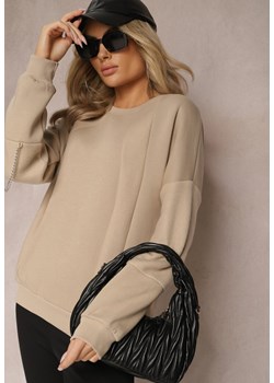 Beżowa Bawełniana Bluza z Łańcuszkiem Eleutia ze sklepu renee.pl w kategorii Bluzy damskie - zdjęcie 179881752