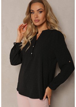 Czarna Bluzka z Guzikami z Tkaniny Plumeti Jorale ze sklepu renee.pl w kategorii Bluzki damskie - zdjęcie 179884932