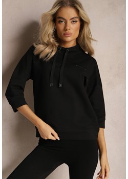 Czarna Bluza Ozdobiona Drobnymi Cyrkoniami i Sznurkami Vanreil ze sklepu renee.pl w kategorii Bluzy damskie - zdjęcie 179885854