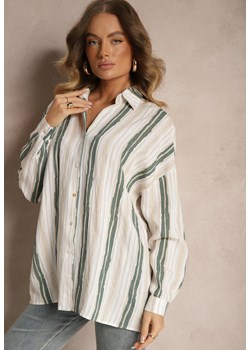 Beżowa Casualowa Koszula z Bawełny w Paski Sileata ze sklepu renee.pl w kategorii Koszule damskie - zdjęcie 179886560