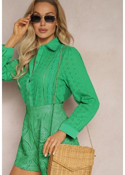 Zielona Koszula z Haftowanej Tkaniny w Stylu Boho Perphone ze sklepu renee.pl w kategorii Koszule damskie - zdjęcie 179887892