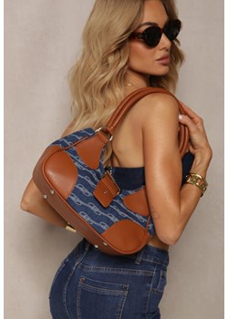 Niebieska Mała Torebka Baguette Ozdobiona Wstawką z Jeansu Qarama ze sklepu renee.pl w kategorii Torebki bagietki - zdjęcie 179888904