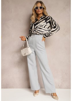 Szare Spodnie Garniturowe High Waist z Kieszeniami Denera ze sklepu renee.pl w kategorii Spodnie damskie - zdjęcie 179901074