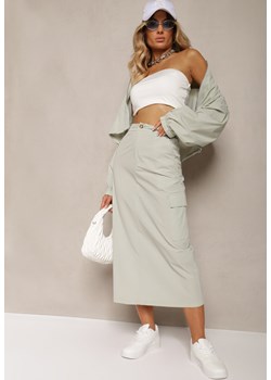 Miętowy Casualowy Komplet 2-Częściowy Rozpinana Bluza i Spódnica z Kieszeniami na Klapy Lennira ze sklepu renee.pl w kategorii Komplety i garnitury damskie - zdjęcie 179902923