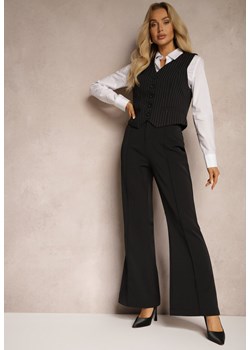 Czarne Casualowe Spodnie w Stylu Dzwonów High Waist Uinna ze sklepu renee.pl w kategorii Spodnie damskie - zdjęcie 179905421