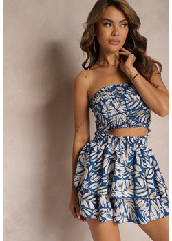 Granatowy Komplet Elastyczny Top bez Ramiączek Szorty High Waist z Gumką w Talii Tiloa ze sklepu renee.pl w kategorii Komplety i garnitury damskie - zdjęcie 179909924