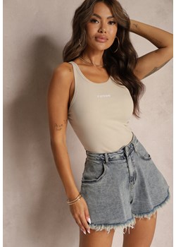 Niebieskie Jeansowe Szorty z Bawełny High Waist z Postrzępionymi Nogawkami Tivima ze sklepu renee.pl w kategorii Szorty - zdjęcie 179915120